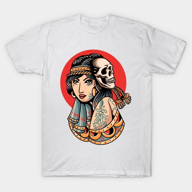 lady skull tattoo T-Shirt by donipacoceng